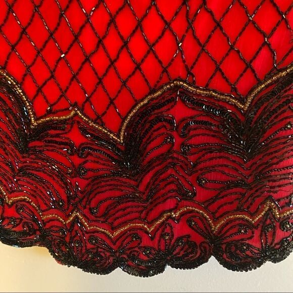 Papell Evening Silk Sequin Christmas Top Blouse Size Medium - Picture 6 of 7